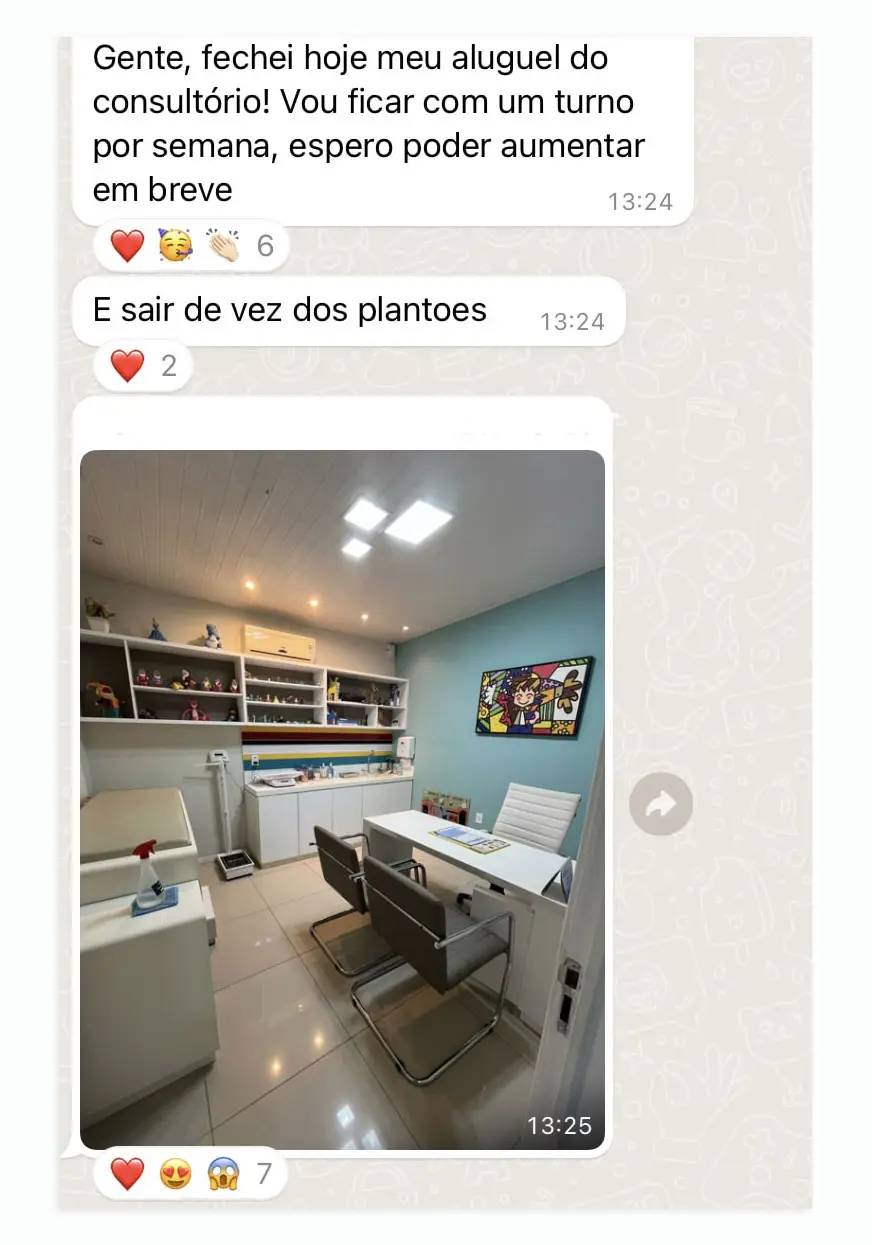 Depoimento WhatsApp sobre aluguel do consultório