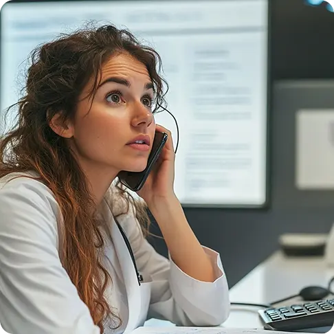 Médica ao telefone com paciente